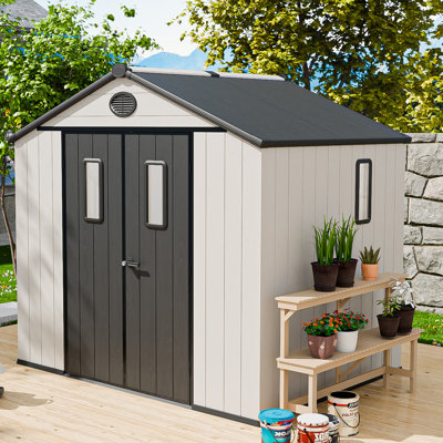 8 ft. W x 6 ft. D High-Density Polyethylene (Plastic) Outdoor Storage Shed  with Foundations