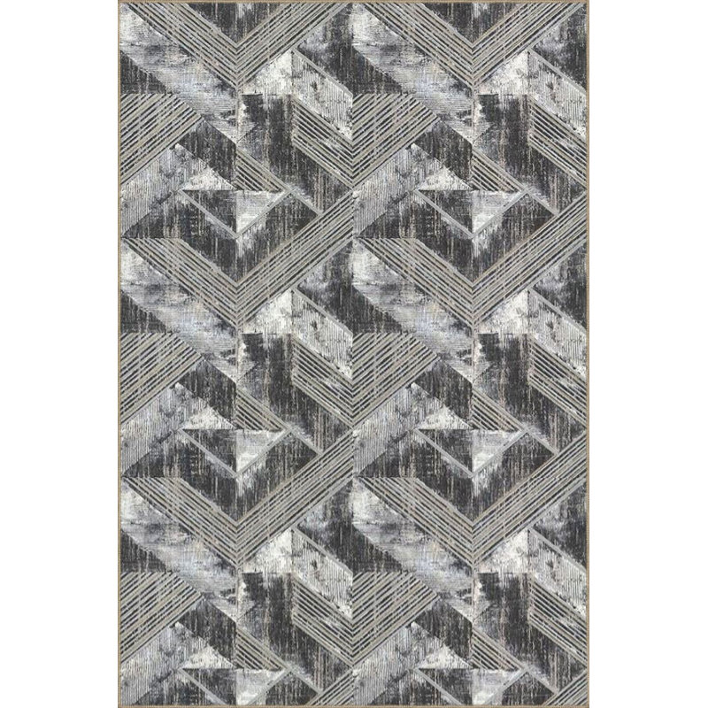 Tapis décoratif à motif de losanges lavable à la machine, Carré 3 pi 3 po
