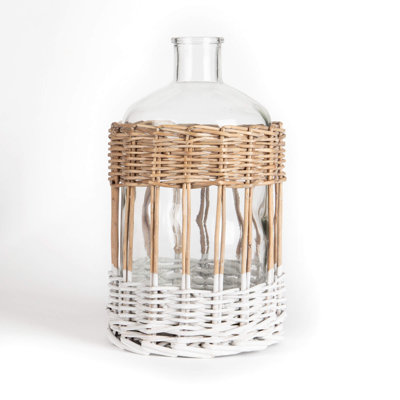 BOUTEILLE EN VERRE AVEC TISSU OUVERT DE SABLE BLANC GRIS