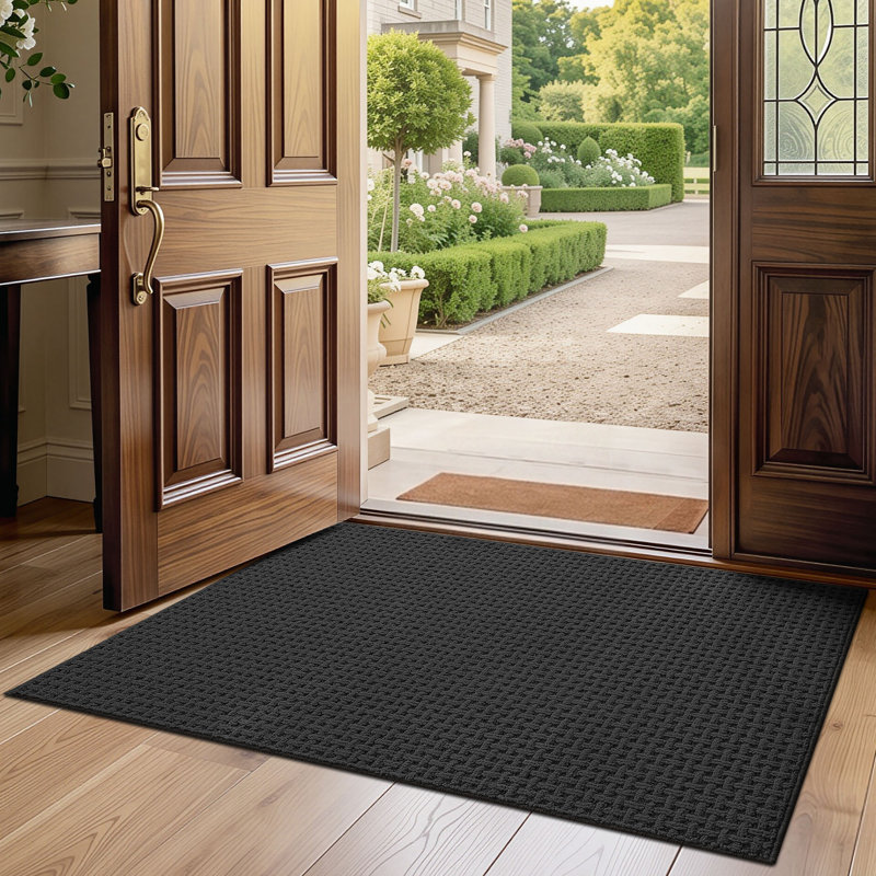 Paillasson intérieur antidérapant lavable, Gris foncé, L 32 po x L 47 po