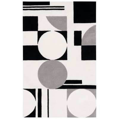 Felipe Gray Black White Hand-Woven Geometric Rug