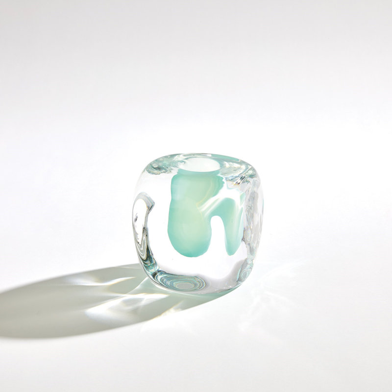 Vase de table en verre fait à la main, Vert