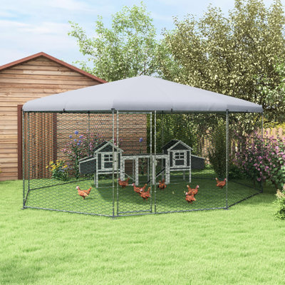 Metal Chicken Coop Run, Waterproof Cover, Spacious For Ducks Rabbits, Outdoor Yard Farm Cage, 17' X 15.7' 9 Large , & Waterproof, Chicken, Ducks, Cage