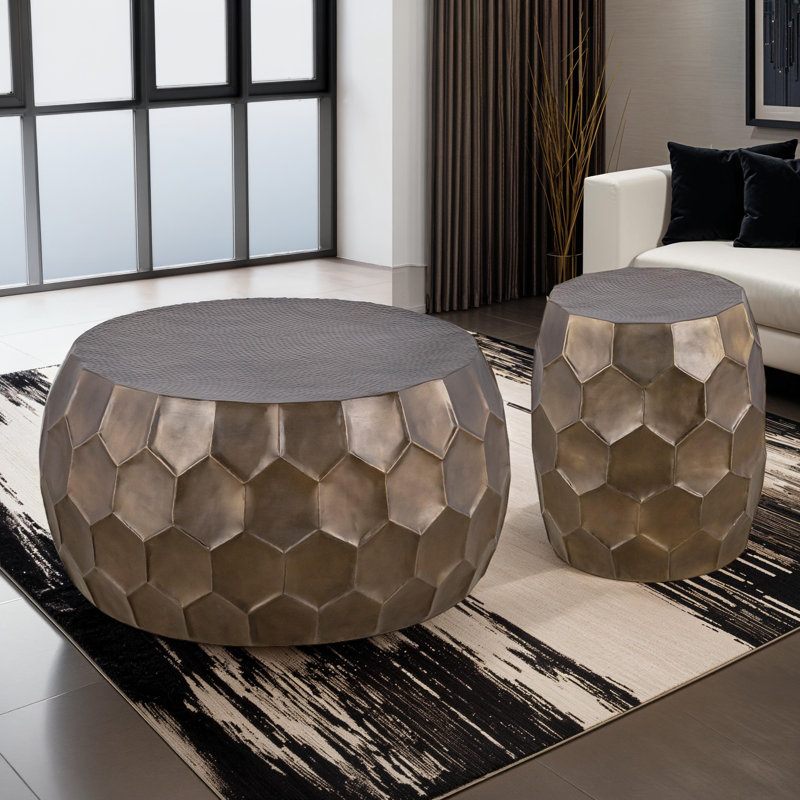 Maggie Coffee Table And End Table Gold, Gold