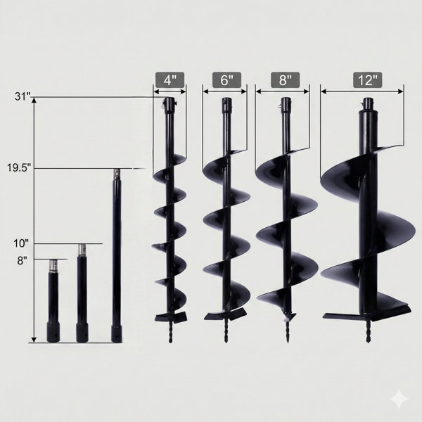 xuexin Auger Drill Bit Set for Planting Holes, Digging Bulb Beds, and ...