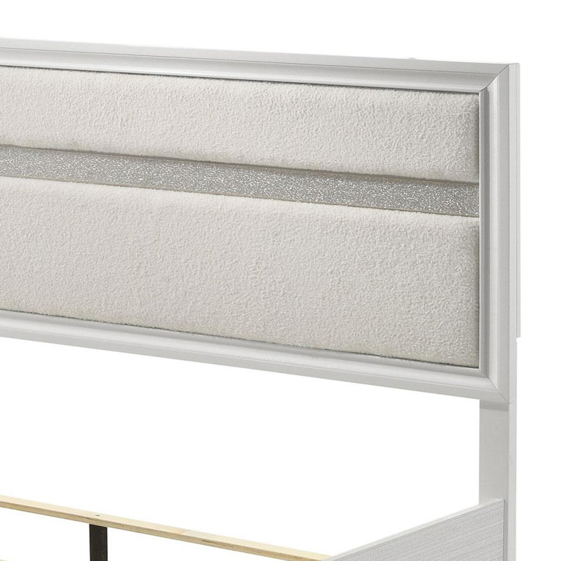 Lit à panneau en bois, Blanc, Lit double
