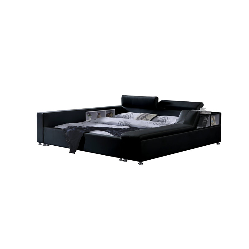 Waylen Upholstered Platform Storage Bed, King, Black