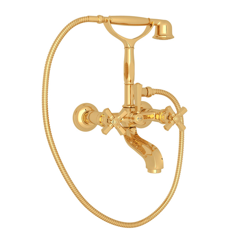 Palladian® Clawfoot Tub Faucet, Italian Brass, Industrial Metal Cross Handle