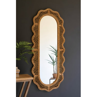 Miroir ovale en rotin