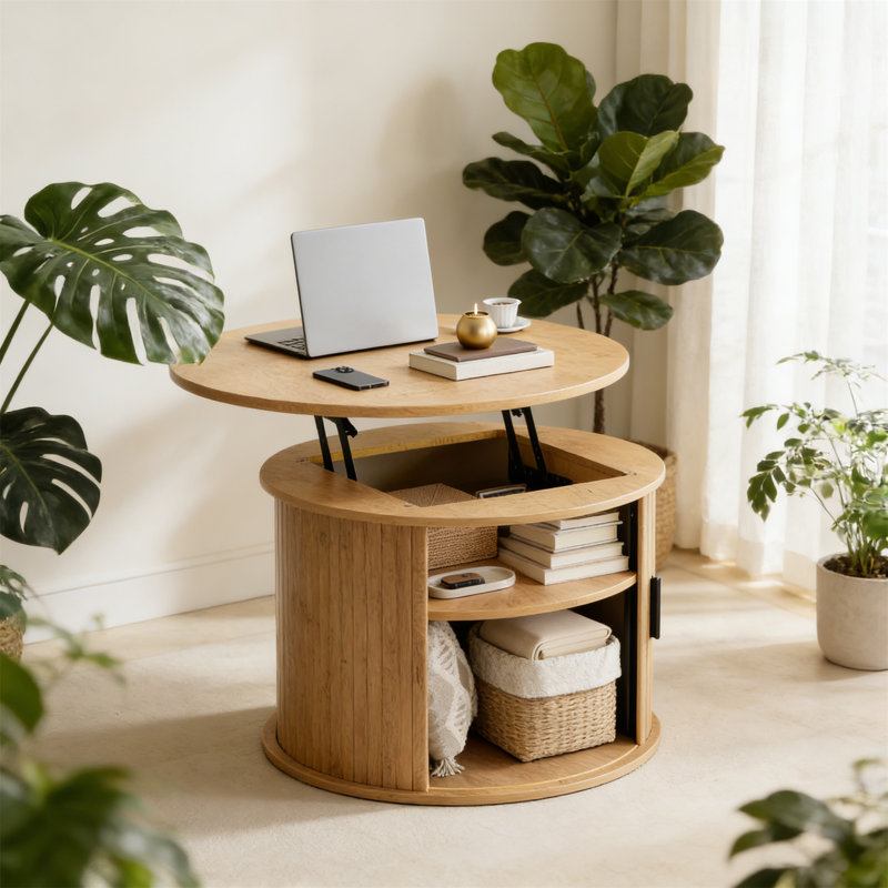 Coffee Table with Storage, Light Brown