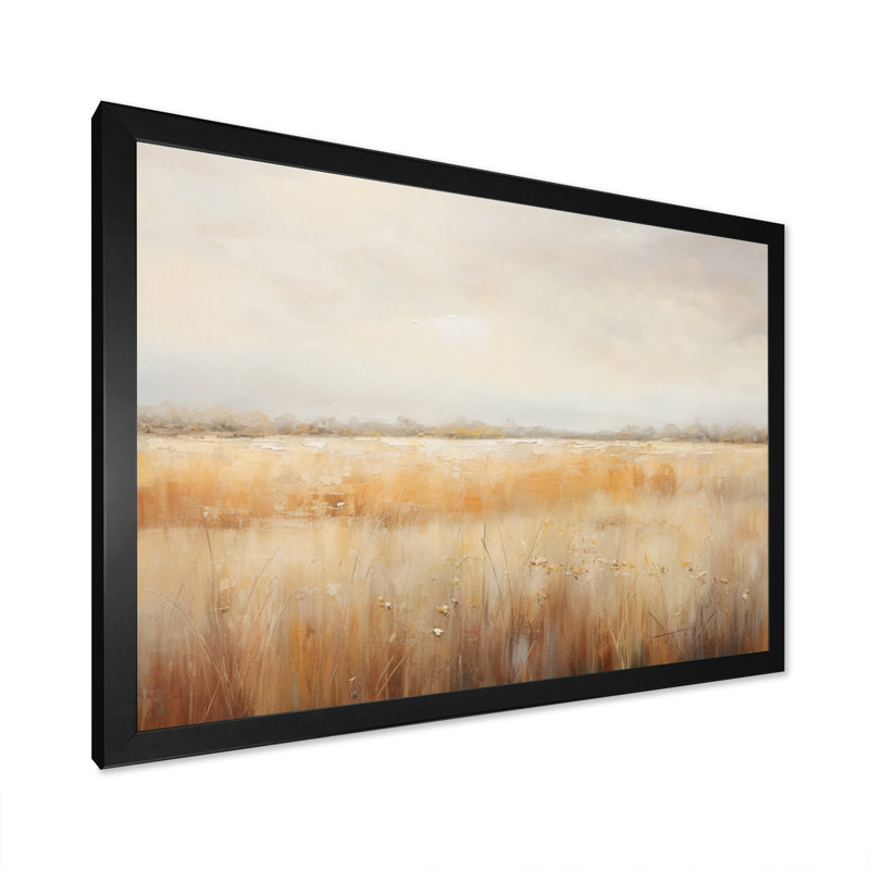 «Meadow Grasslands Minimalisme I», reproduction sur toile, H 24 po x l 32 po x P 1 po, Cadre photo noir
