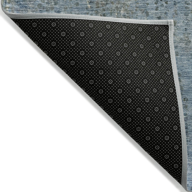 Tapis bleu intérieur / extérieur lavable à la machine Xhevrie, Rectangle 10 pi x 14 pi
