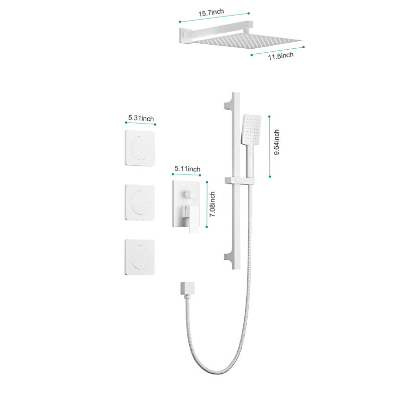 Innovative Shower System With Multiple Functions - Rain Head, Hand Shower, Slide Bar, Bodysprays In Bathroom, Brass, Stylish Look