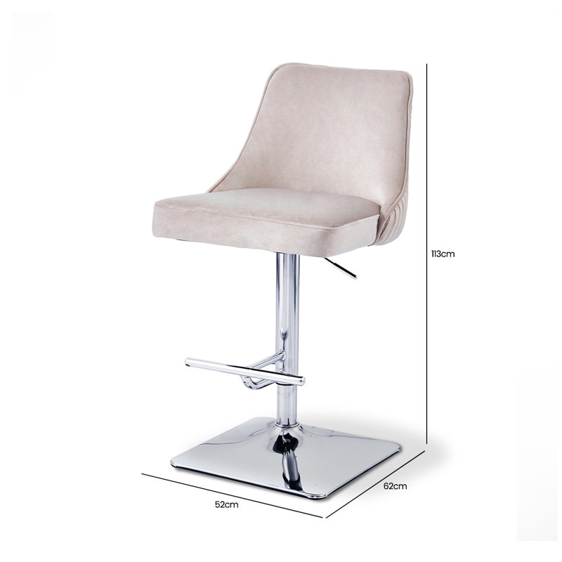 Ajai Swivel Upholstered Adjustable Height Counter Stool with Metal Frame, Taupe/Silver