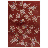 Antique Art Deco Small Scatter Size Wool Red Rug