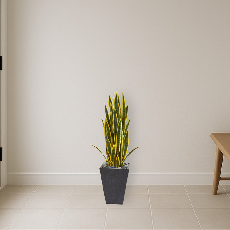 Sansevieria Artificial Plant in Slate Planter