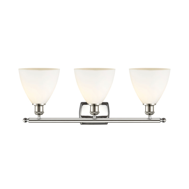 Éclairage pour meuble-lavabo 3 lumières Shauna, Blanc mat, Incandescente, Nickel poli