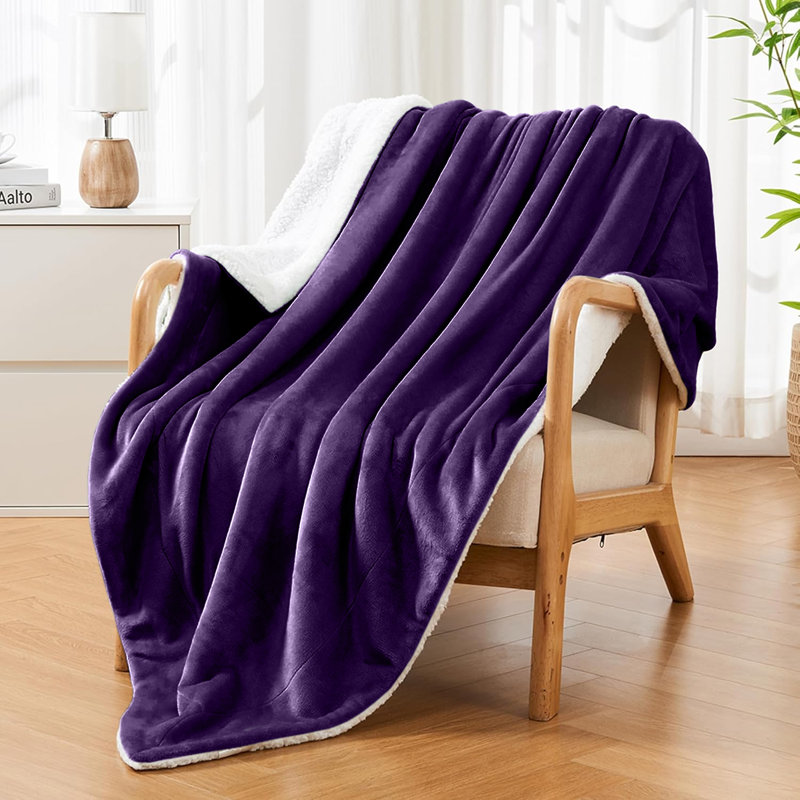Adamczyk Soft Touch Mink Faux Fur Plush Sofa Throw/Blanket , 150cm x 200cm, Purple