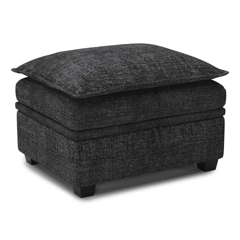 Repose-pieds en chenille avec rangement Luna, Noir