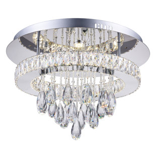 20-Inch LED Flush Mount Ceiling Light – Chrome Finish with Crystal Accents