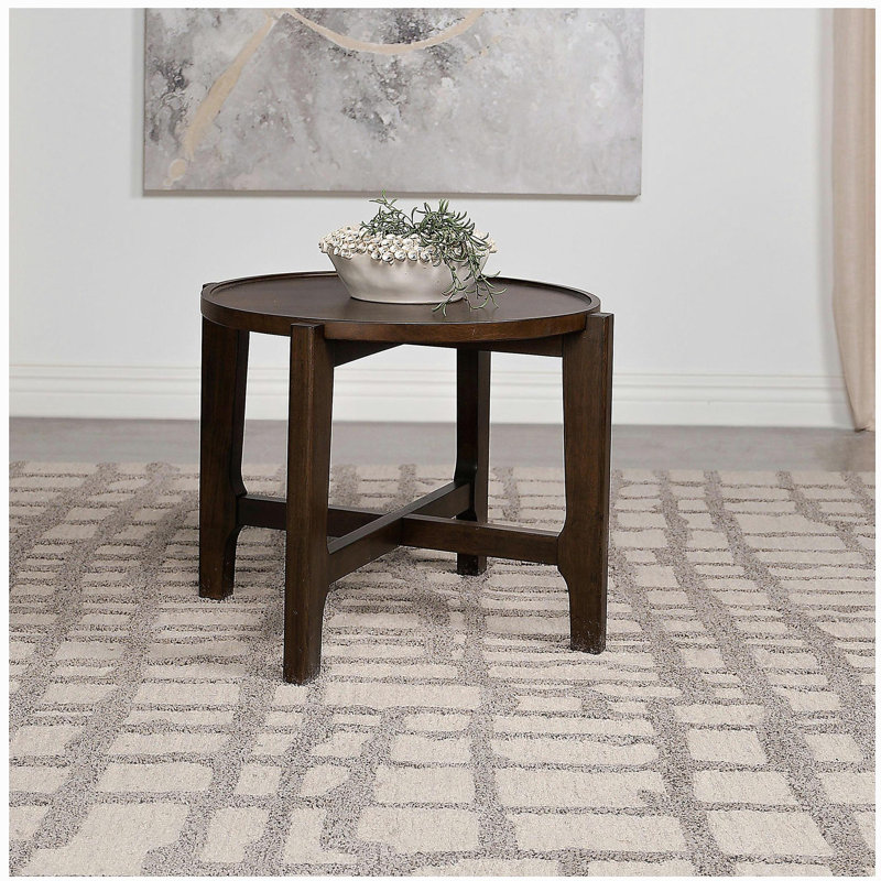 Mavis deep brown solid wood round side table