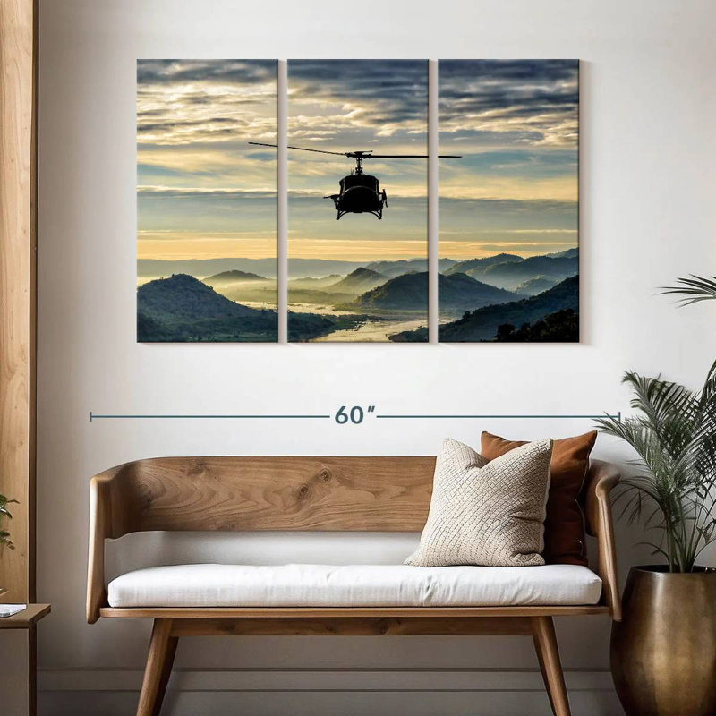 Mehar Helicopter Over Valley, 32" H x 50" W