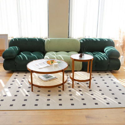 2-Piece Farmhouse Living Room Coffee Table Set, Stylish and Elegant Nesting Round Wooden Table by Blendoi Brooke