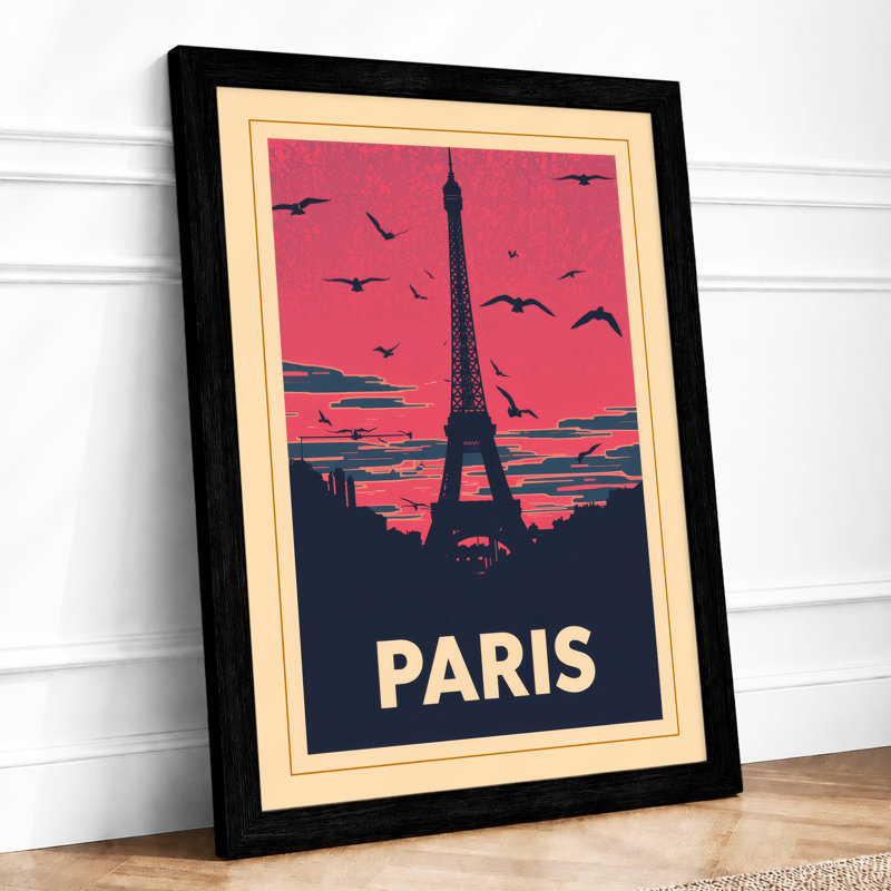 Postcard From Paris Vintage - Print, A2 - 59.4 x 42.0 cm, Black