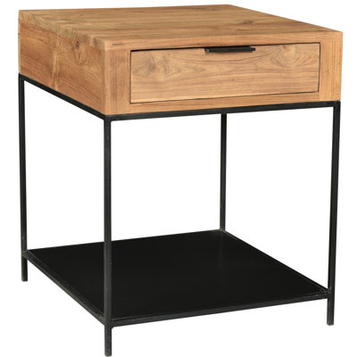 Theo Solid Wood End Table with Storage
