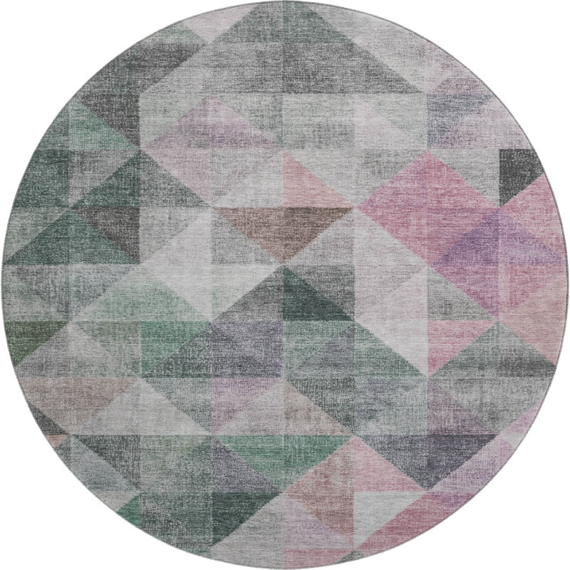 Premium Machine Washable Ariel Geometric Rug, Round 8'