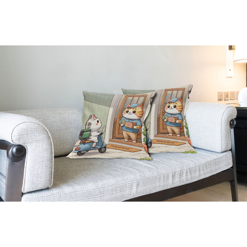 Ensemble de 2 housses de coussin Ambesonne pour chatons vert pâle et multicolore, H 16 po x l 26 po, Rectangle