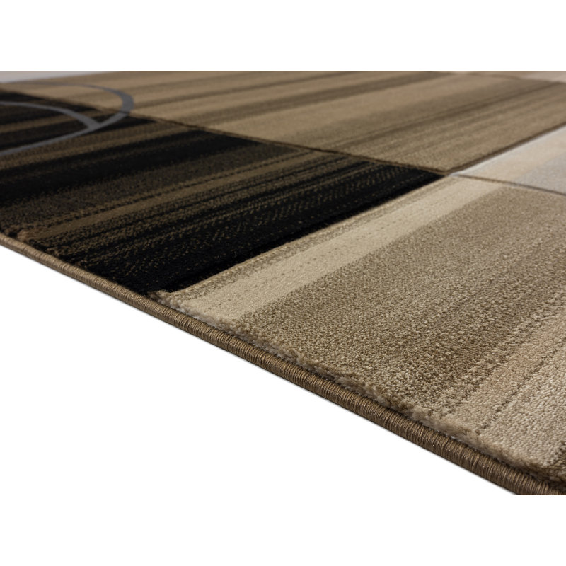 Tapis abstrait brun / beige Anjolie, Rectangle 3 pi 9 po x 5 pi 9 po