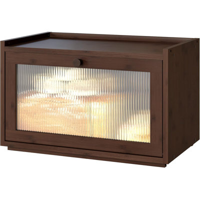 Grande boîte à pain pour comptoir de cuisine, contenant à pain en bambou avec porte transparente en acrylique ondulé, boîte à pain en bois de bambou pour votre maison (brun)