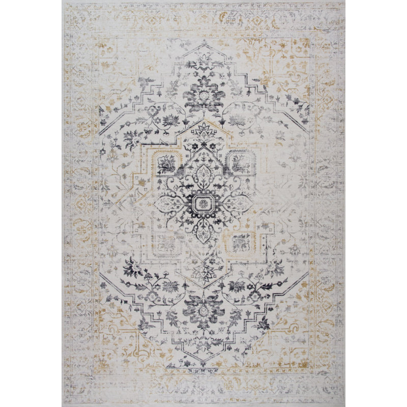 Tapis oriental gris et or 5 pi x 8 pi