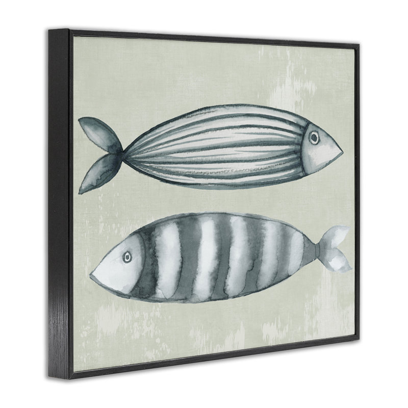 Stick Fish in Neutrals, giclée encadrée, design par Eli Jones, H 11 po x l 14 po, Giclée encadrée noir minuit