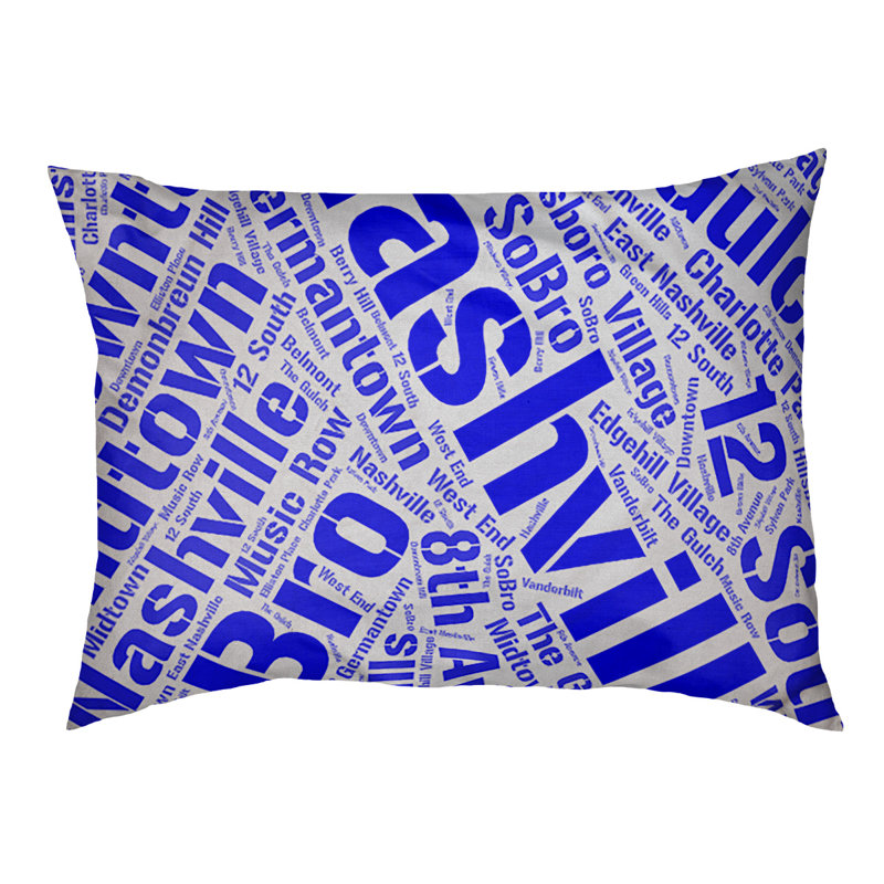 Coussin de chien « districts », Nashville, Grand (l 40 po x P 30 po x H 14 po), Bleu