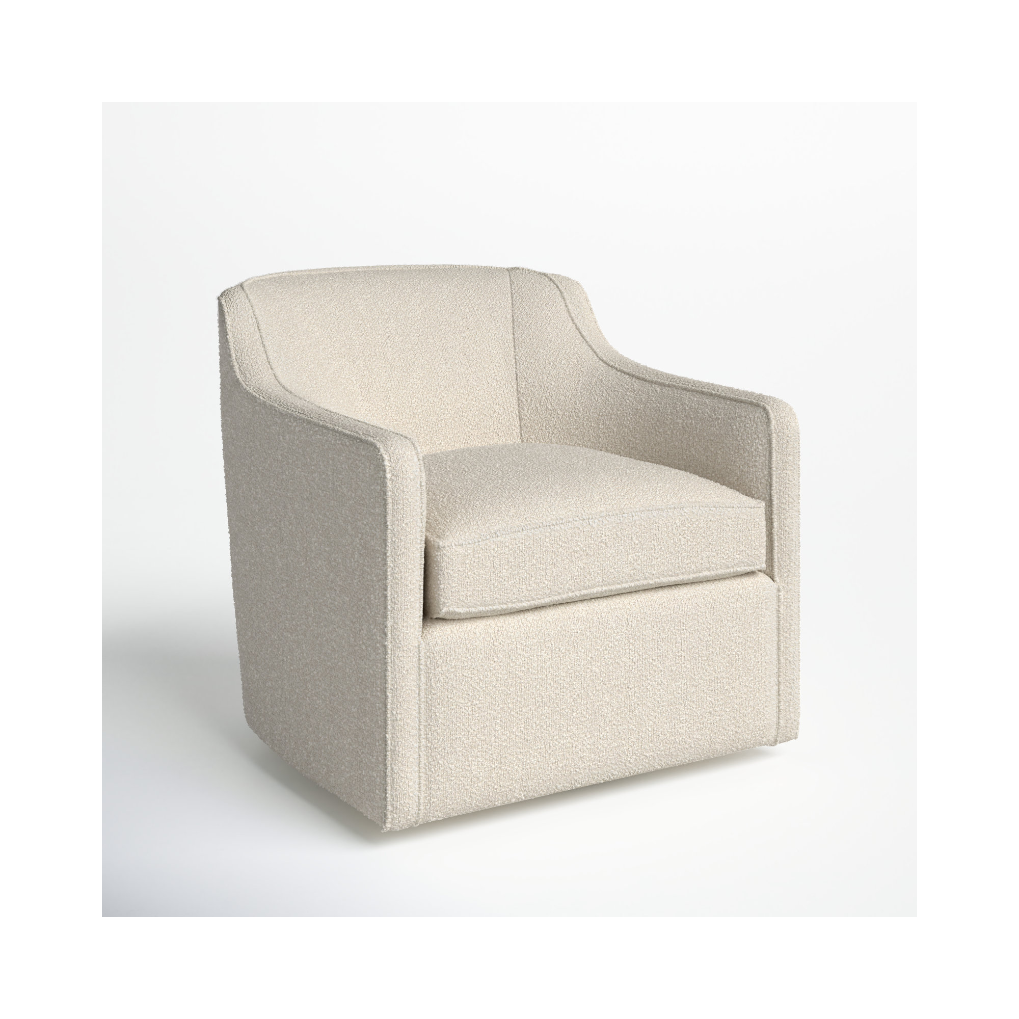 Marietta Upholstered Swivel Armchair, Davis Pearl Performance Bouclé
