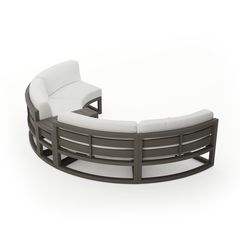 Avion Outdoor Curved Patio Sectional with Sunbrella Cushions, Canvas Natural Sunbrella® Canvas, Slate