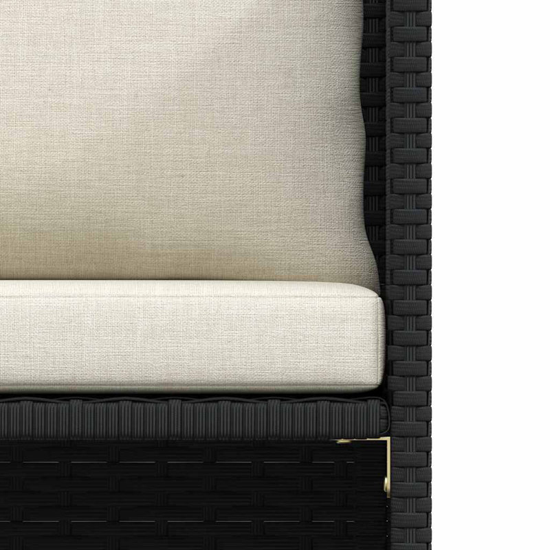 23.6" Wide Wicker Patio Sofa with Cushions, Cream, Black