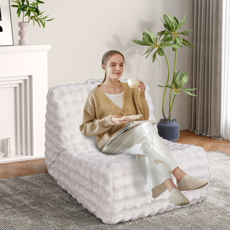 Bean Bag Chair For Adults, Giant Bean Bag Chair With Pillow, Memory Foam Beanbag Sofa Chair With Soft Faux Fur For Living Room Bedroom Or Reading Nook
