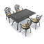 Ensemble de salle à manger d'extérieur 5 pièces, table rectangulaire de 150 cm de long et 4 fauteuils avec coussins beiges-288055017-288055019