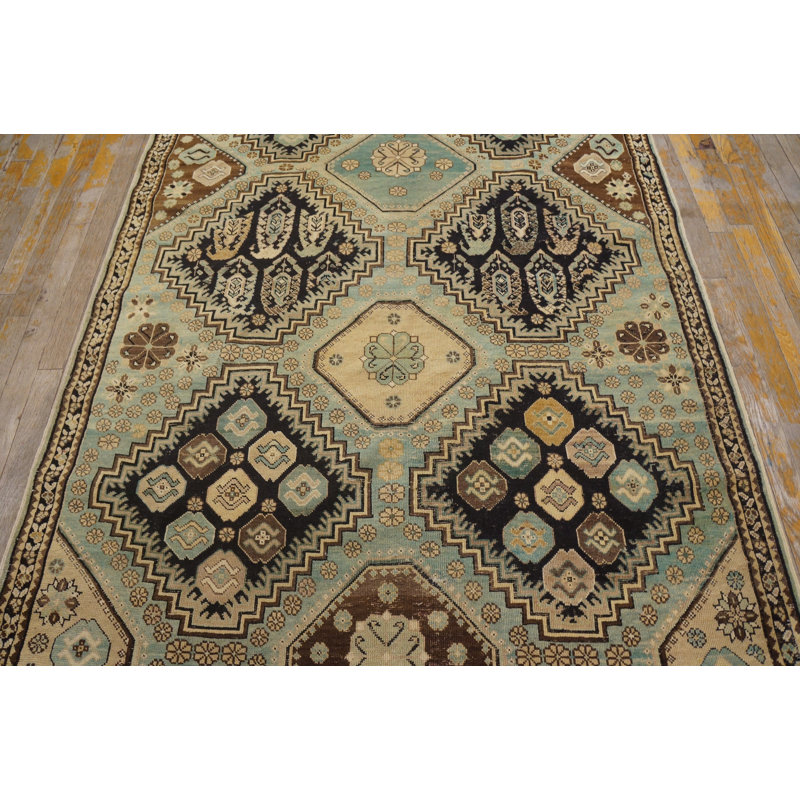 Antique Baku Caucasian Geometric Knotted Rug