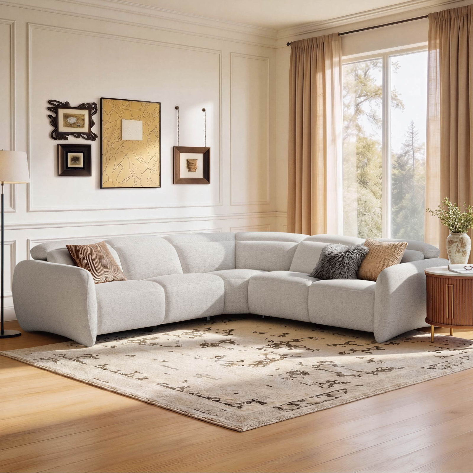 Astro Modular Sectional, Ivory Polyester Blend
