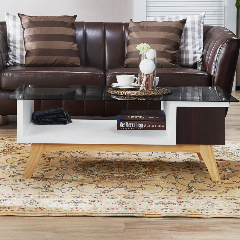 Alijah Four Leg Coffee Table with Storage, Espresso