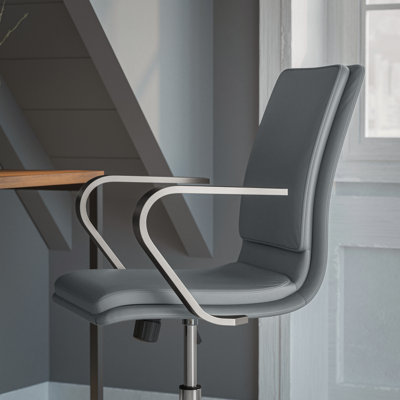 Mid-Back Designer Upholstered Swivel Executive Office Chair with Armrests