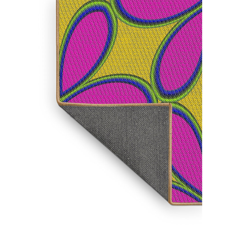 Tapis rose/jaune tissé à la machine, Rectangle 2 pi x 3 pi