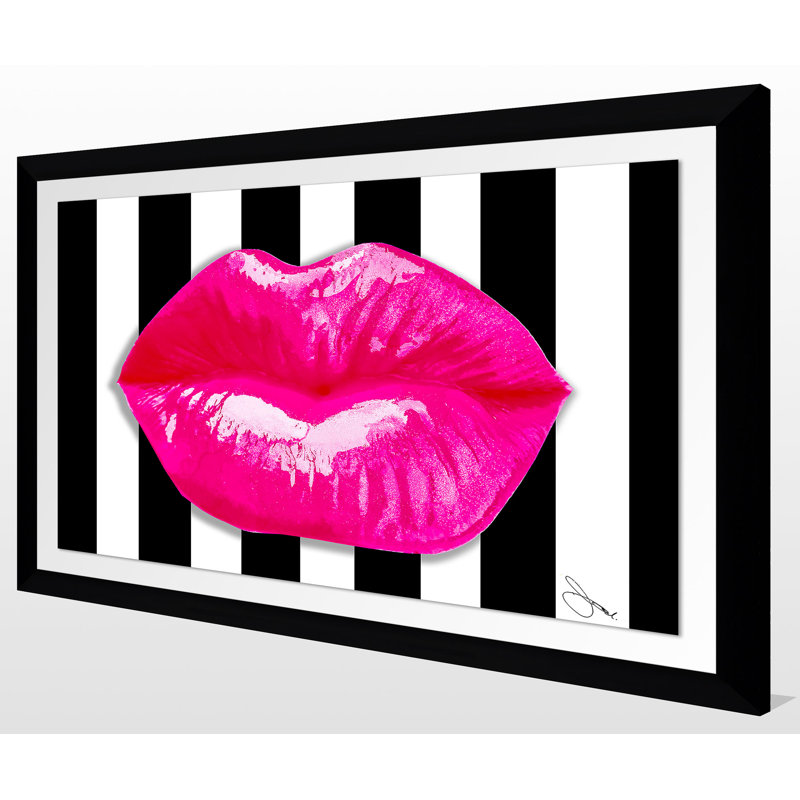 " Pucker Up 2 ", 21.5" H x 27.5" W x 0.75" D, Black Framed, Transparent Mat