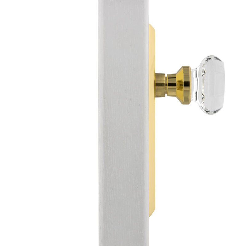 New York Plate with Waldorf Door Knob, Polished Brass