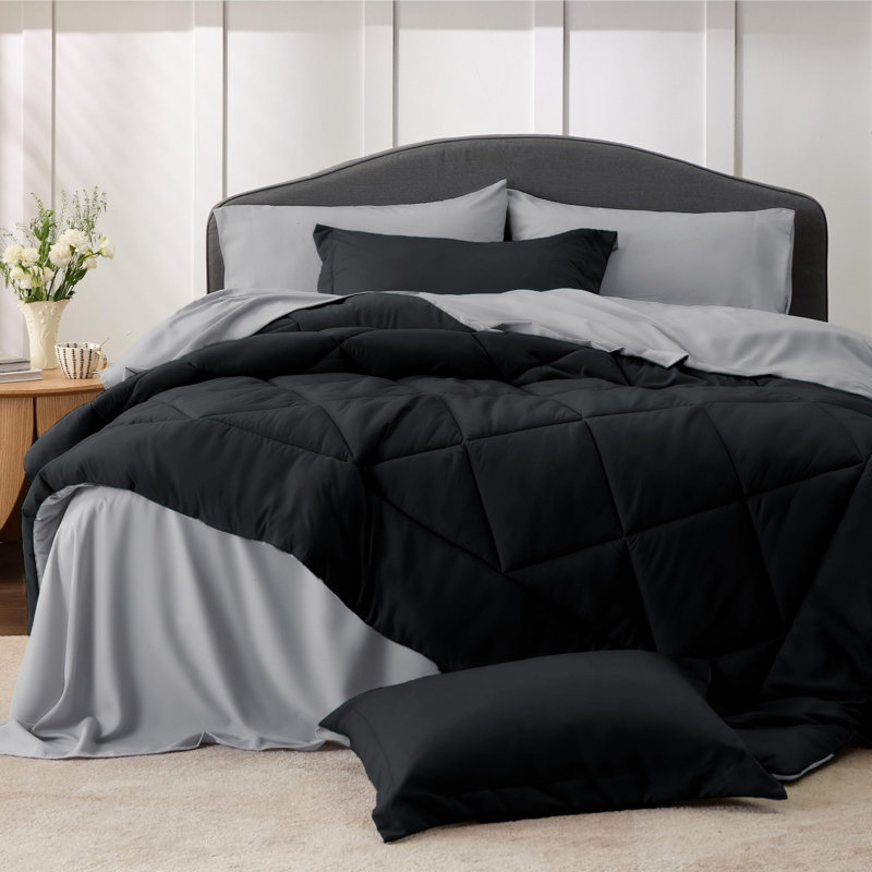 Best Seller Bedsure Comforter Set Reversible Bedding for All Seasons-89GSM, Queen Comforter + 6 Additional Pieces