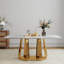 Table de salle à manger rectangulaire 70 "pour 6 à 8 personnes avec base en acier inoxydable 70"-1331054988-1331054989